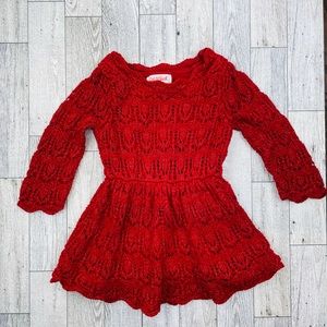 Cat & Jack Sparkle Crochet Long Sleeve Dress